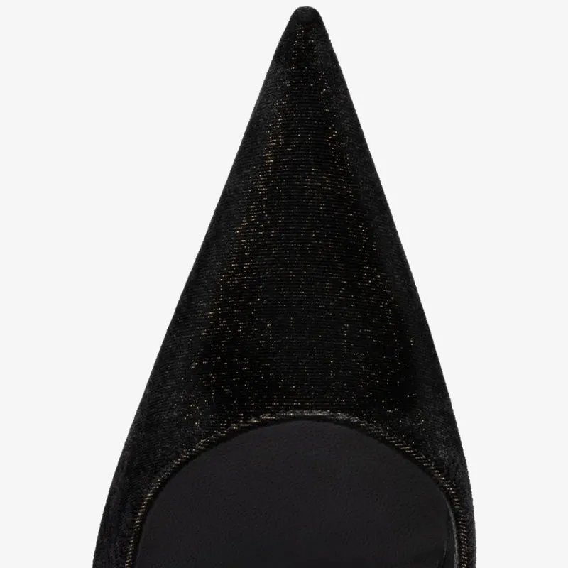 Black-Gold Velvet Pumps