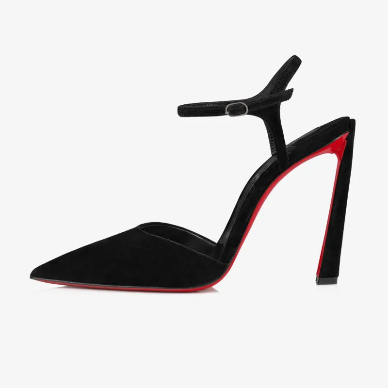 Black Velvet Beak-Toe Pumps
