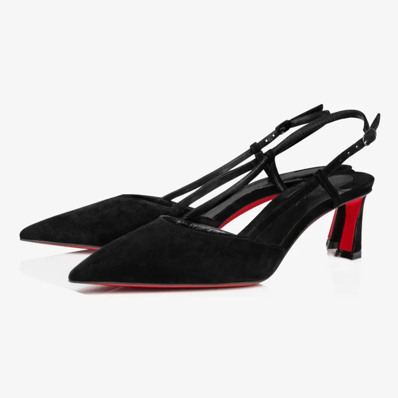 Black Velvet Pointed-Toe Pumps