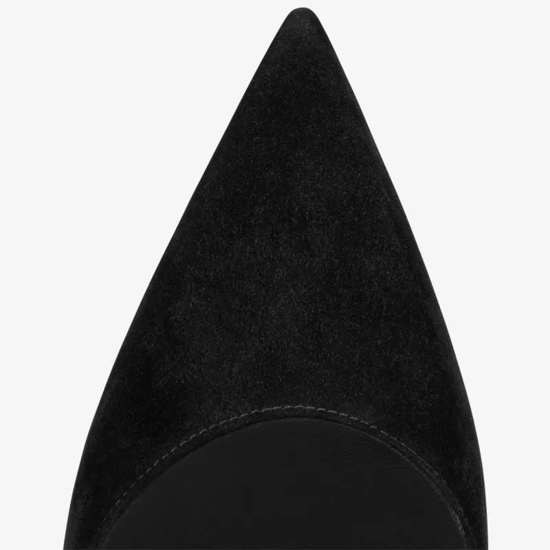 Black Velvet Pointed-Toe Pumps