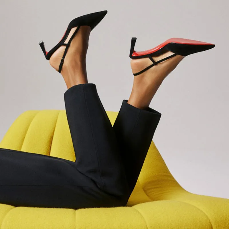 Black Velvet Pointed-Toe Pumps