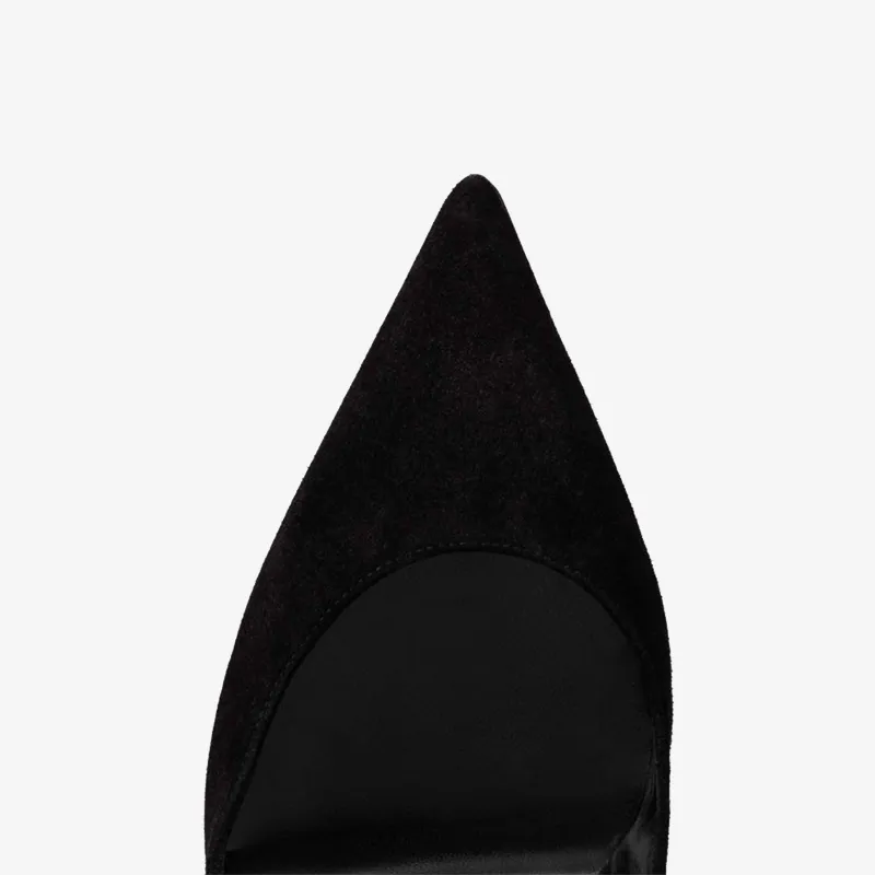 Black Velvet Pump with Ankle Laces