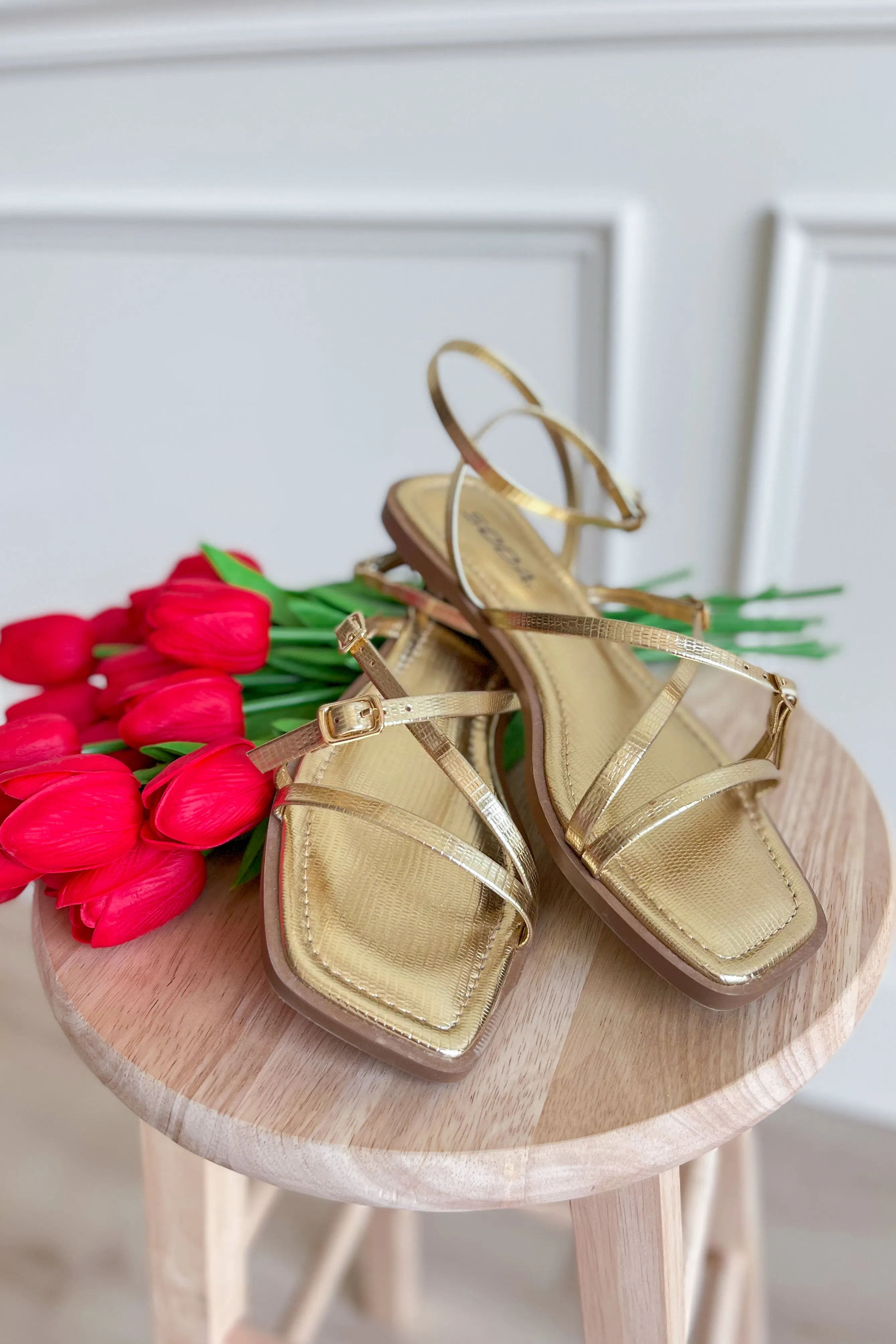 Blissful Gold Strappy Sandal