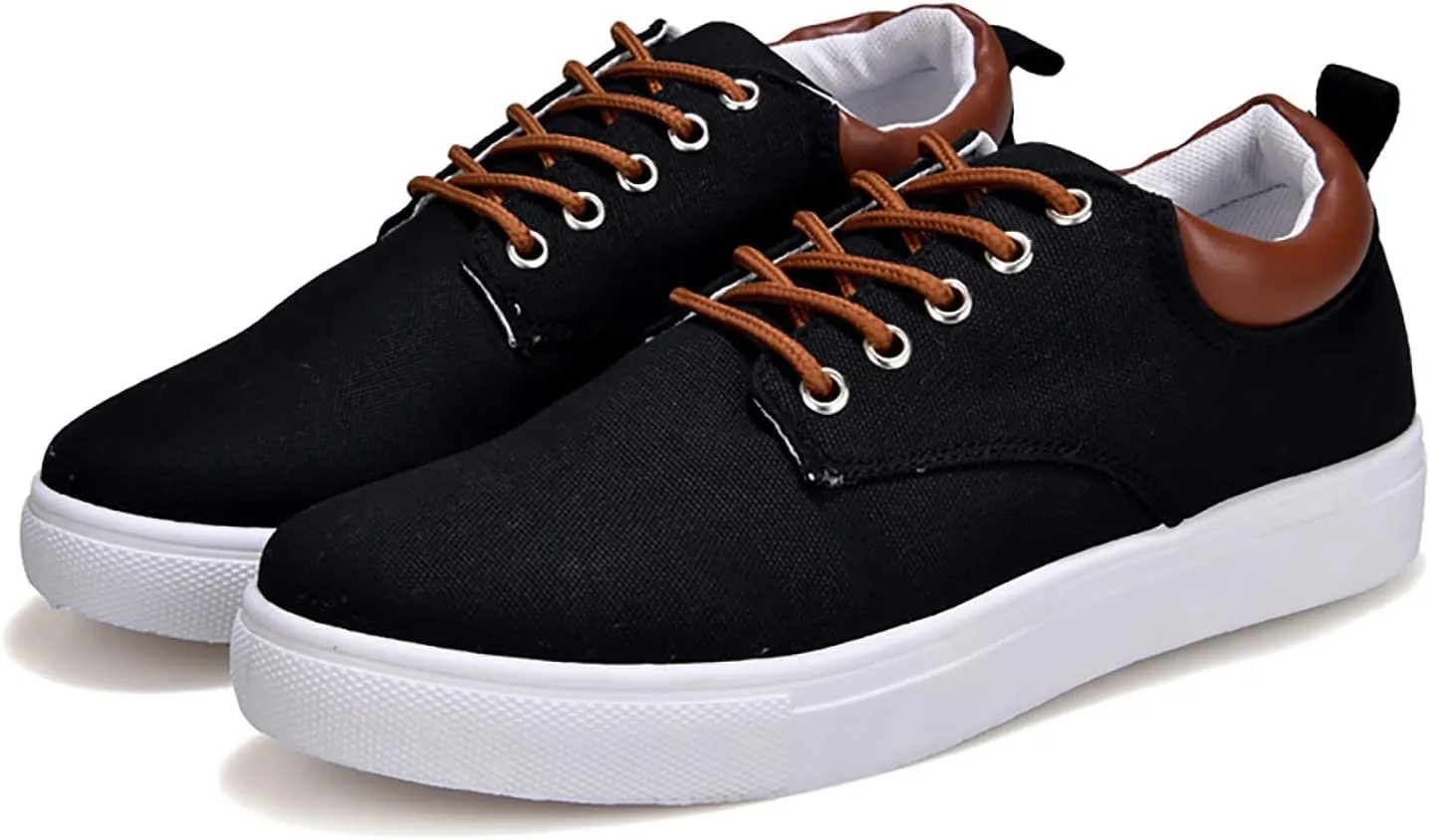 BORAMAX Men's Black Low Top Shoes Canvas Sneaker with Soft Insole Causal Dress Shoes for Men Comfortable Walking Shoes