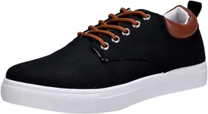 BORAMAX Men's Black Low Top Shoes Canvas Sneaker with Soft Insole Causal Dress Shoes for Men Comfortable Walking Shoes