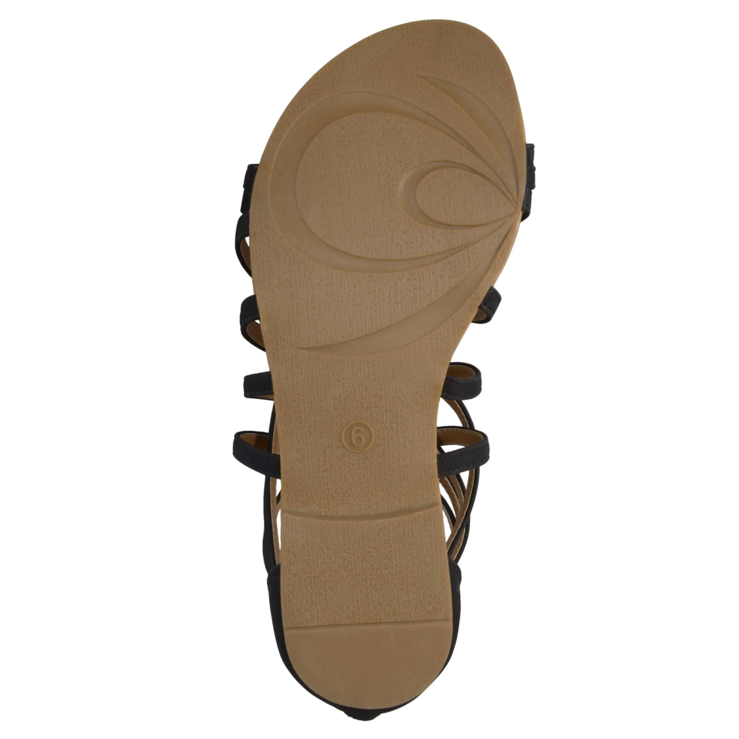Brinley Co Womens Hex Wide Width Strappy Gladiator Flat Sandals Black, 7.5 Wide Width US