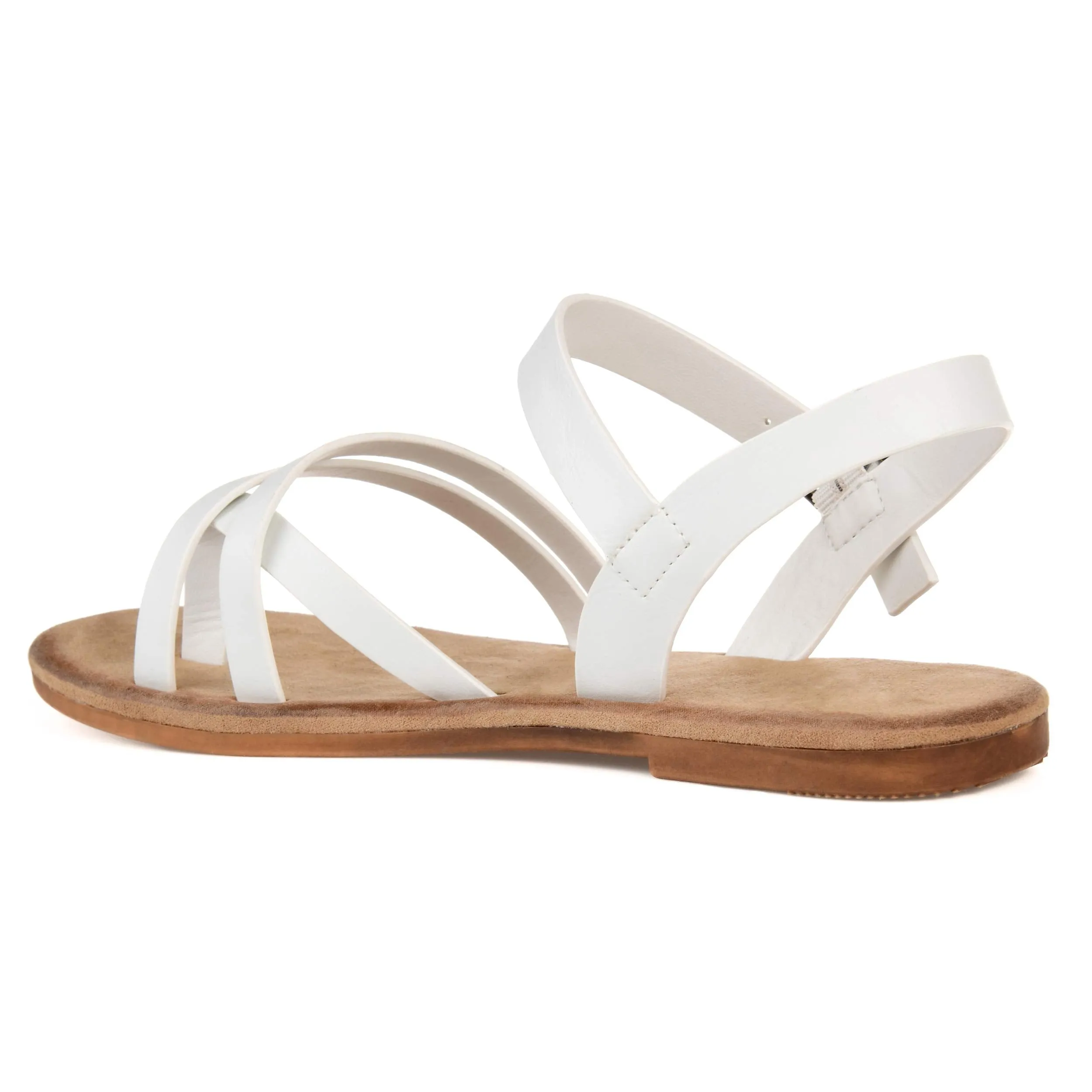 Brinley Co. Womens Strappy Ankle Wrap Sandal White, 6.5 Regular US