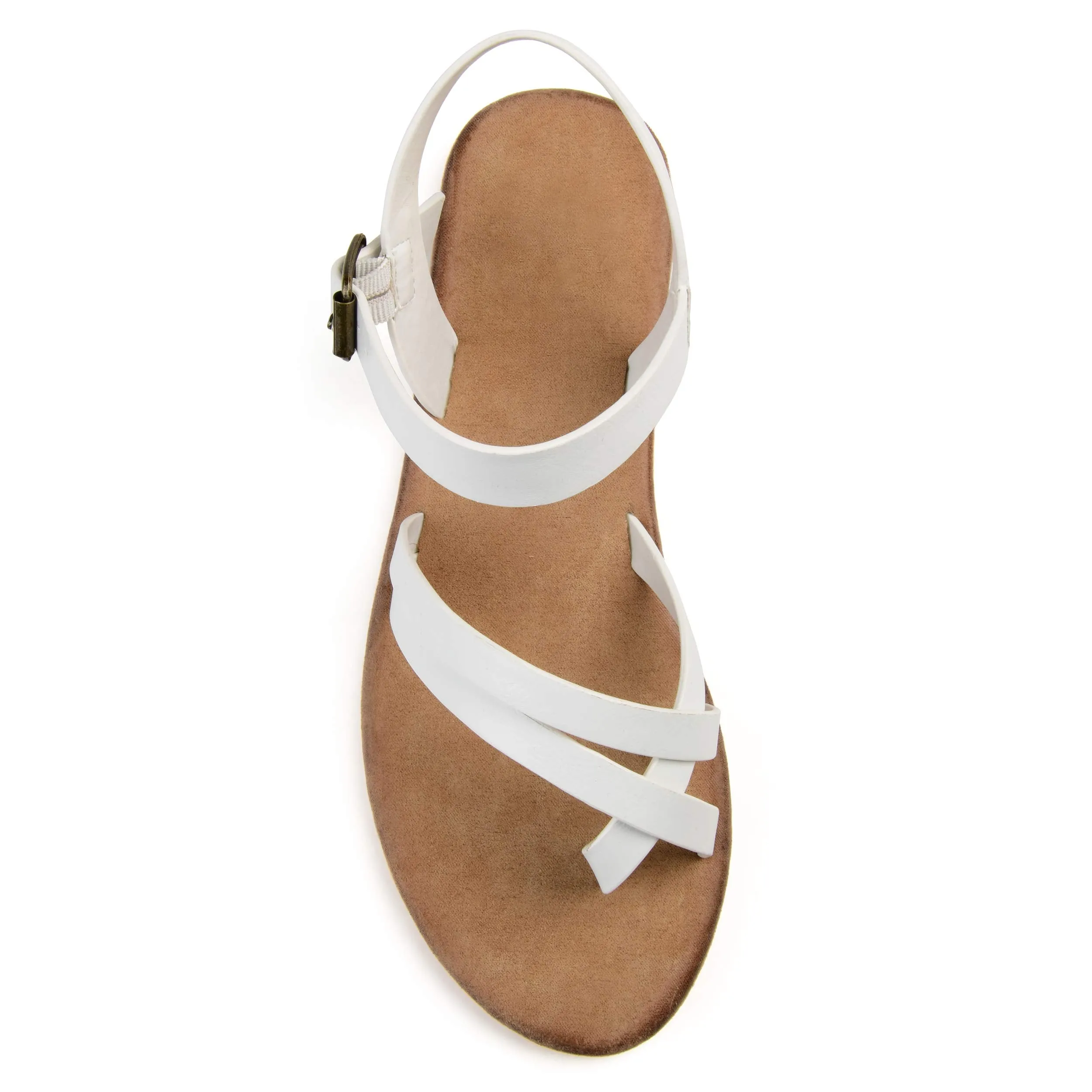 Brinley Co. Womens Strappy Ankle Wrap Sandal White, 6.5 Regular US