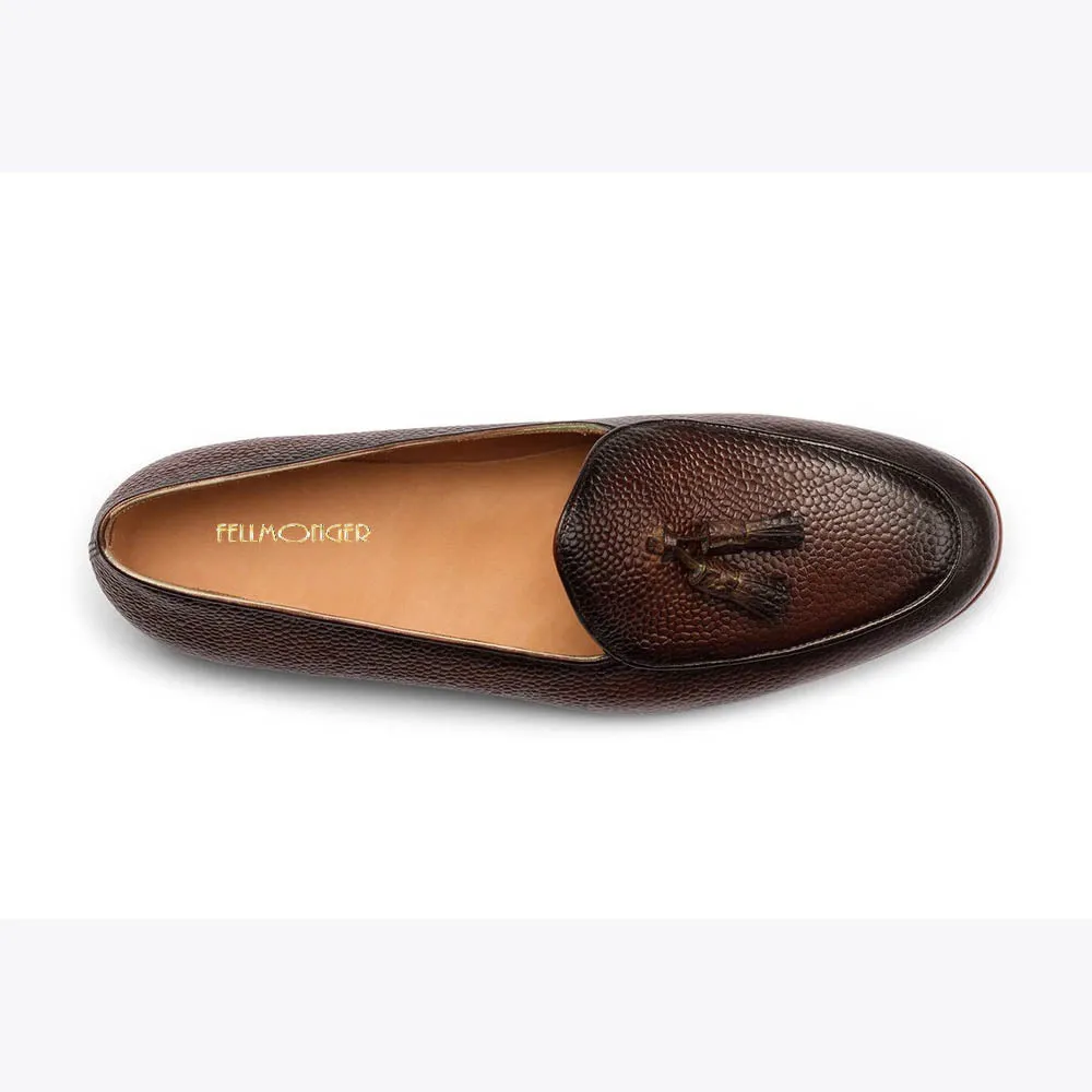 Brown Grain Patina Tassel Belgian Loafer