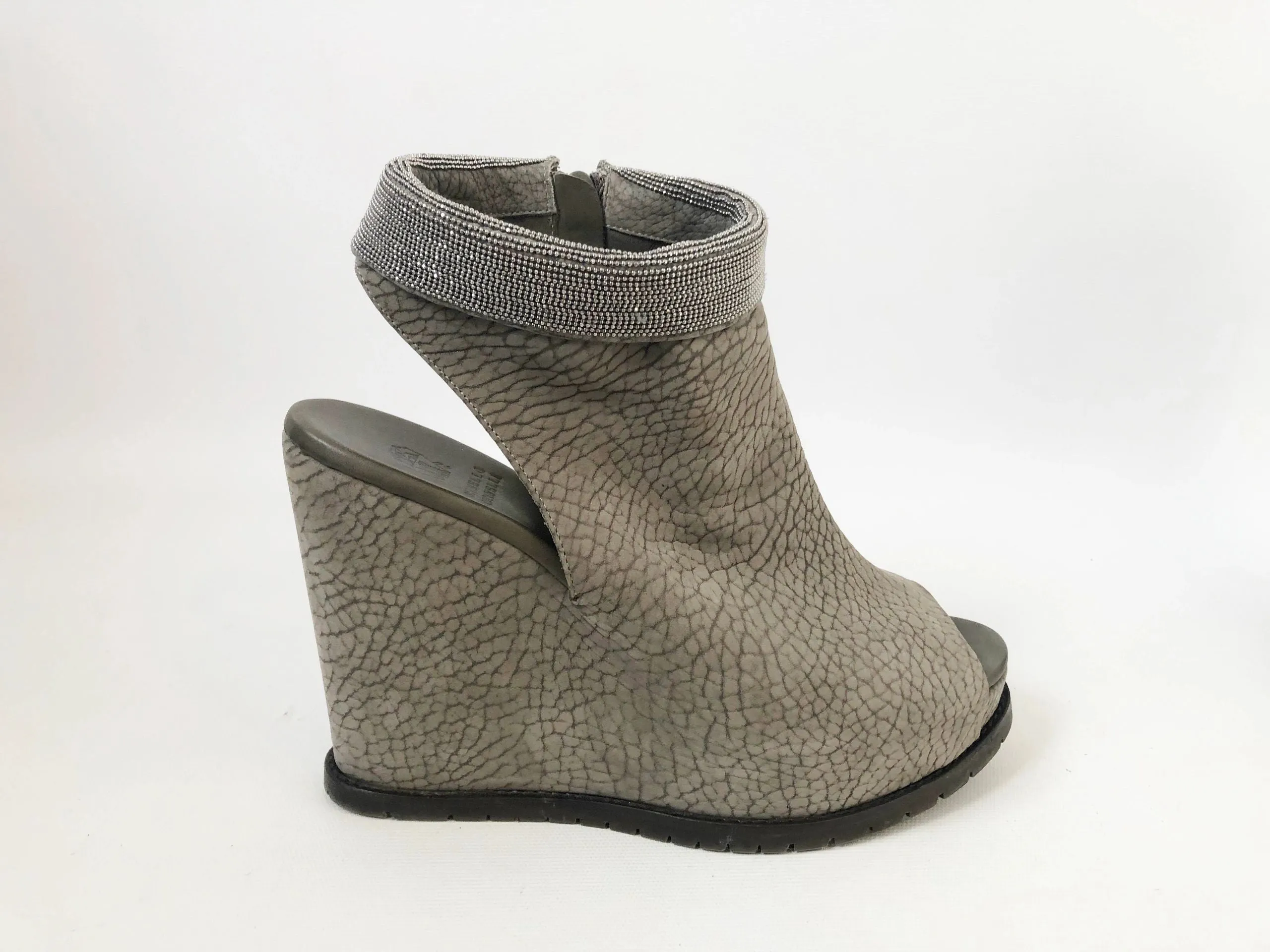 Brunello Cucinelli Monili Wedge Sandal Size 38 It (8 Us)