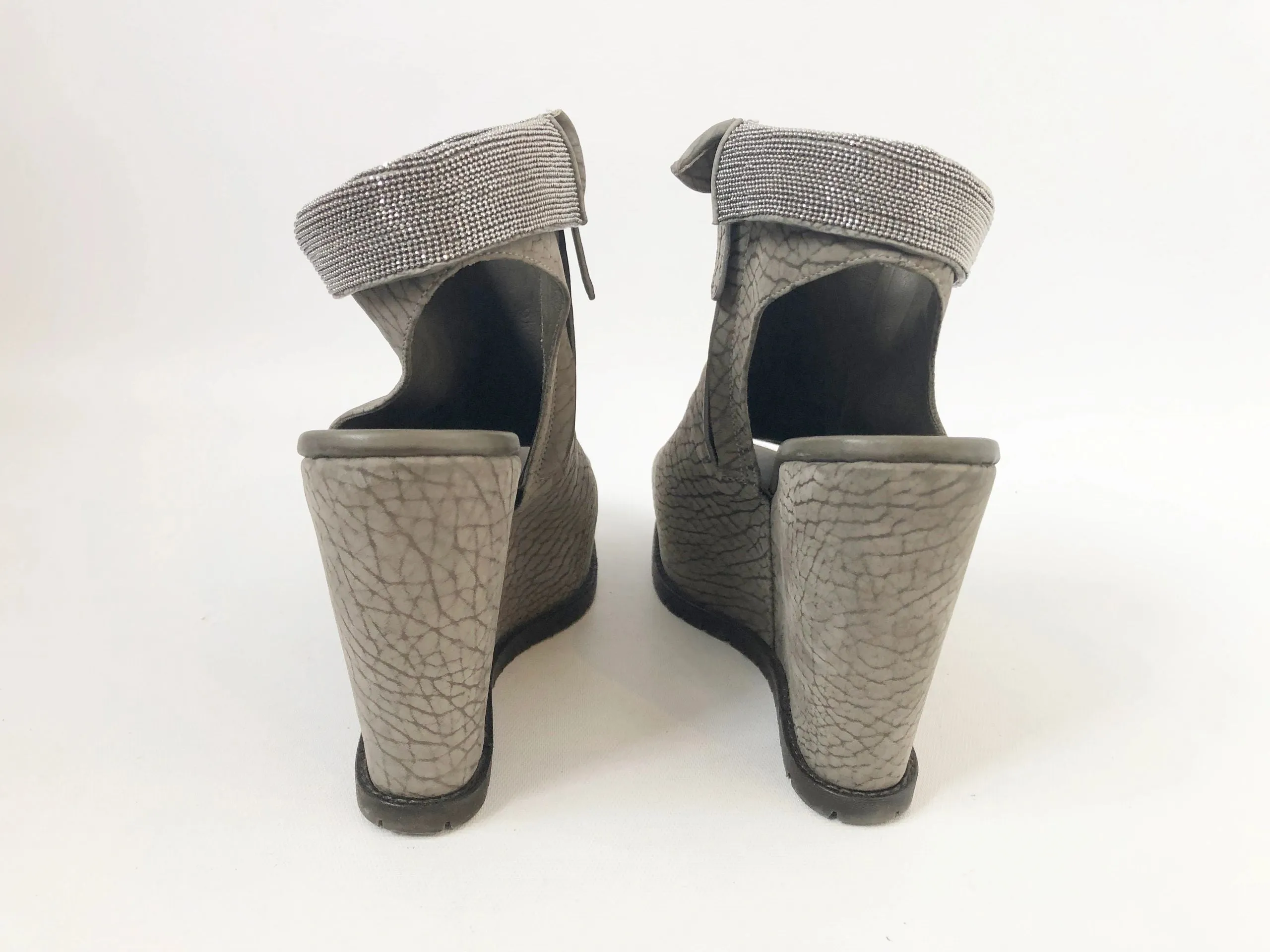 Brunello Cucinelli Monili Wedge Sandal Size 38 It (8 Us)