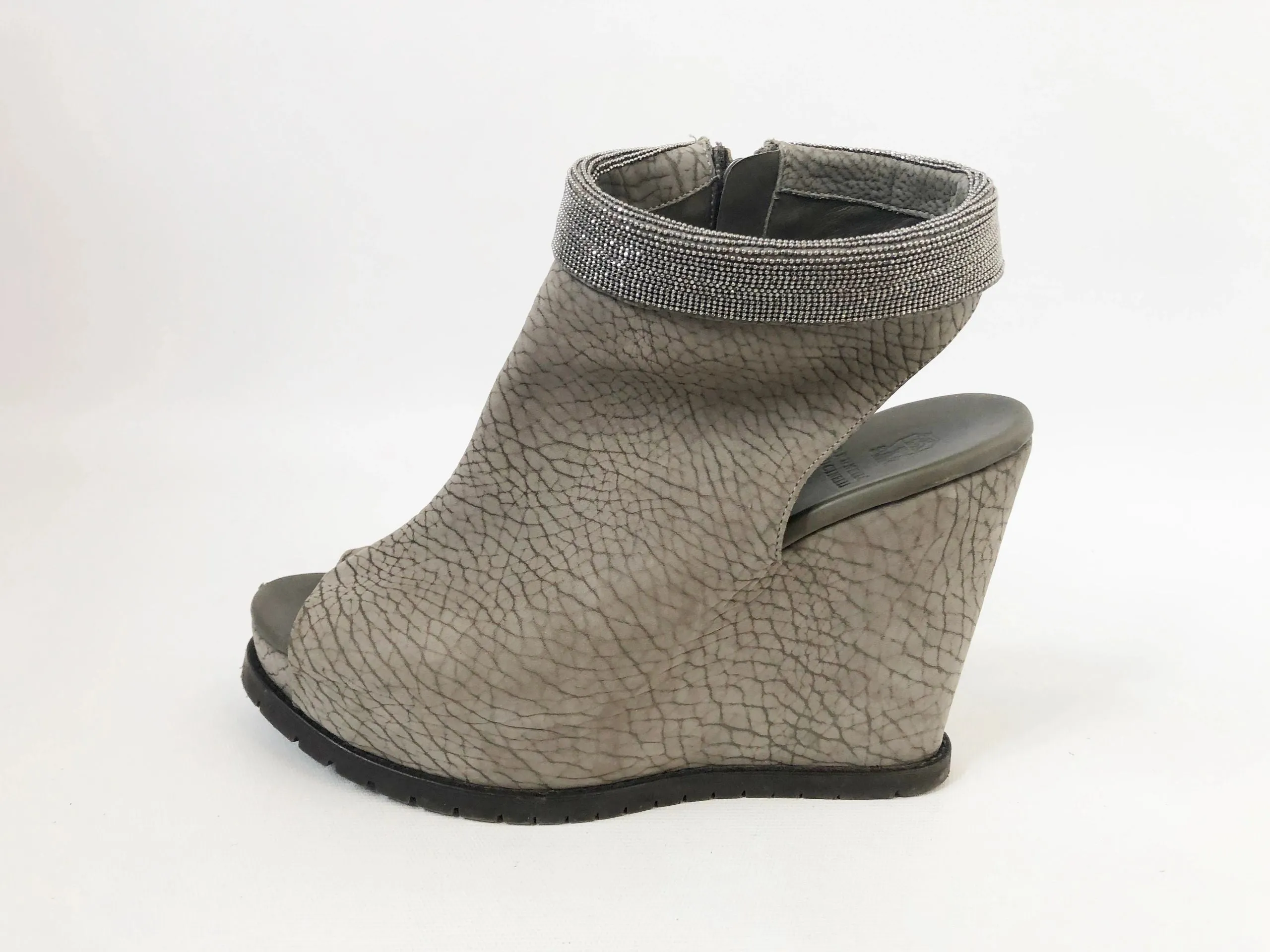 Brunello Cucinelli Monili Wedge Sandal Size 38 It (8 Us)