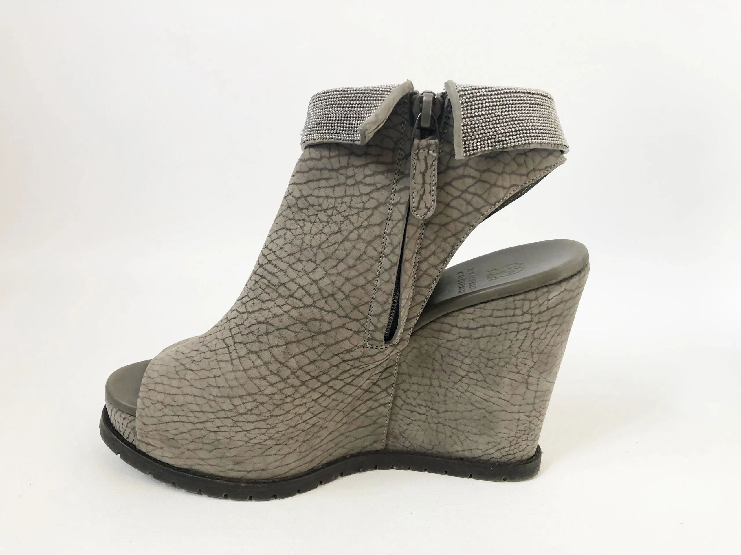 Brunello Cucinelli Monili Wedge Sandal Size 38 It (8 Us)