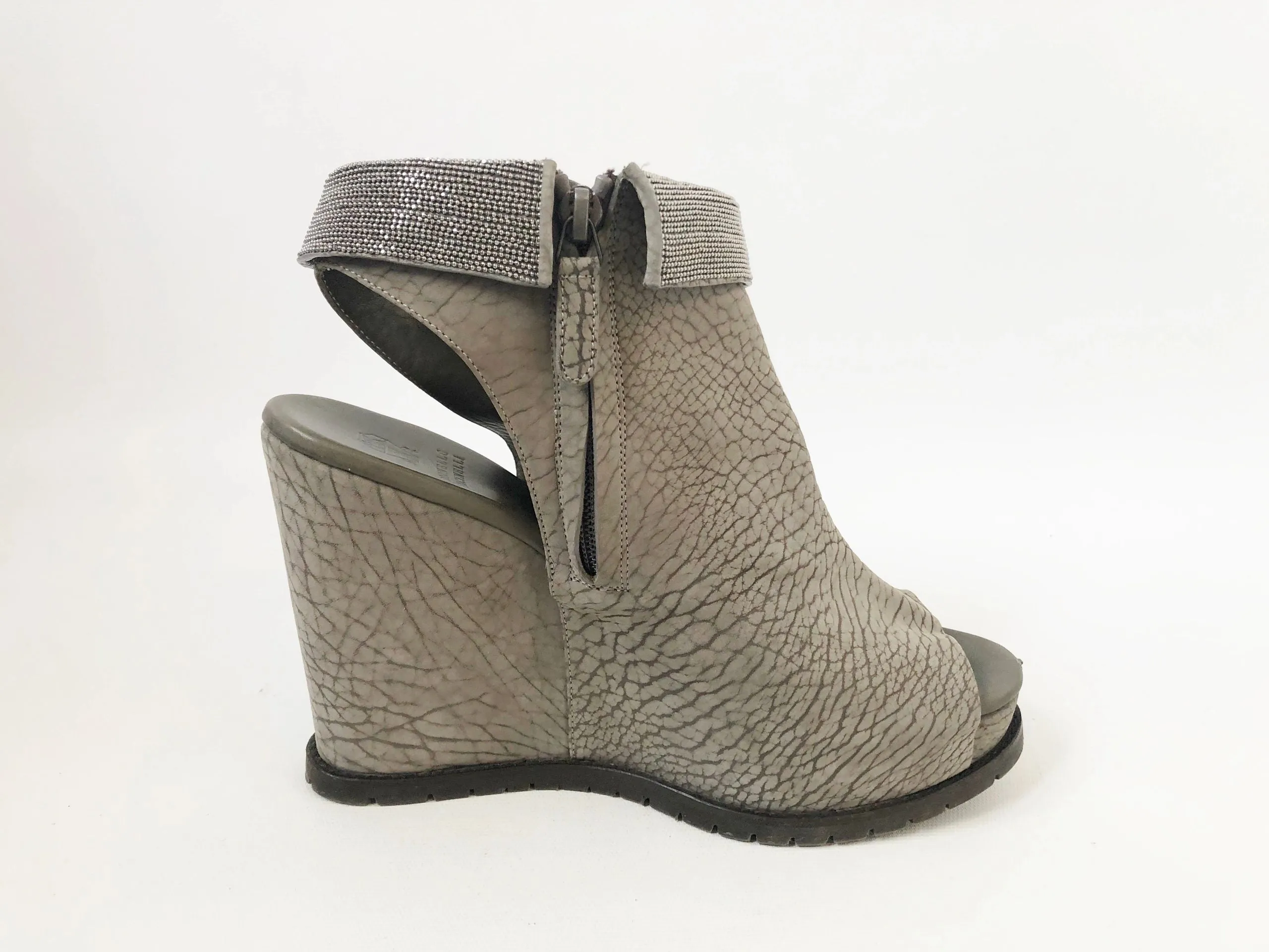 Brunello Cucinelli Monili Wedge Sandal Size 38 It (8 Us)