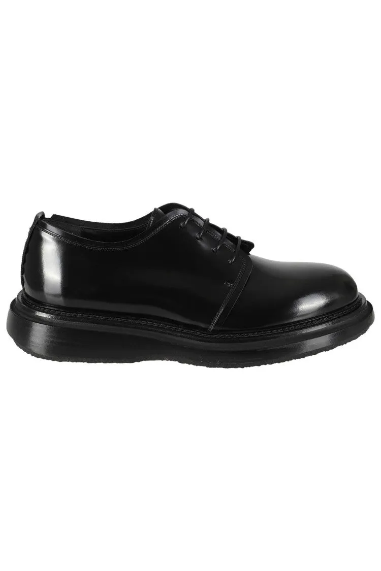 Brushed Leather Derby Shoes With Tone-On-Tone Laces