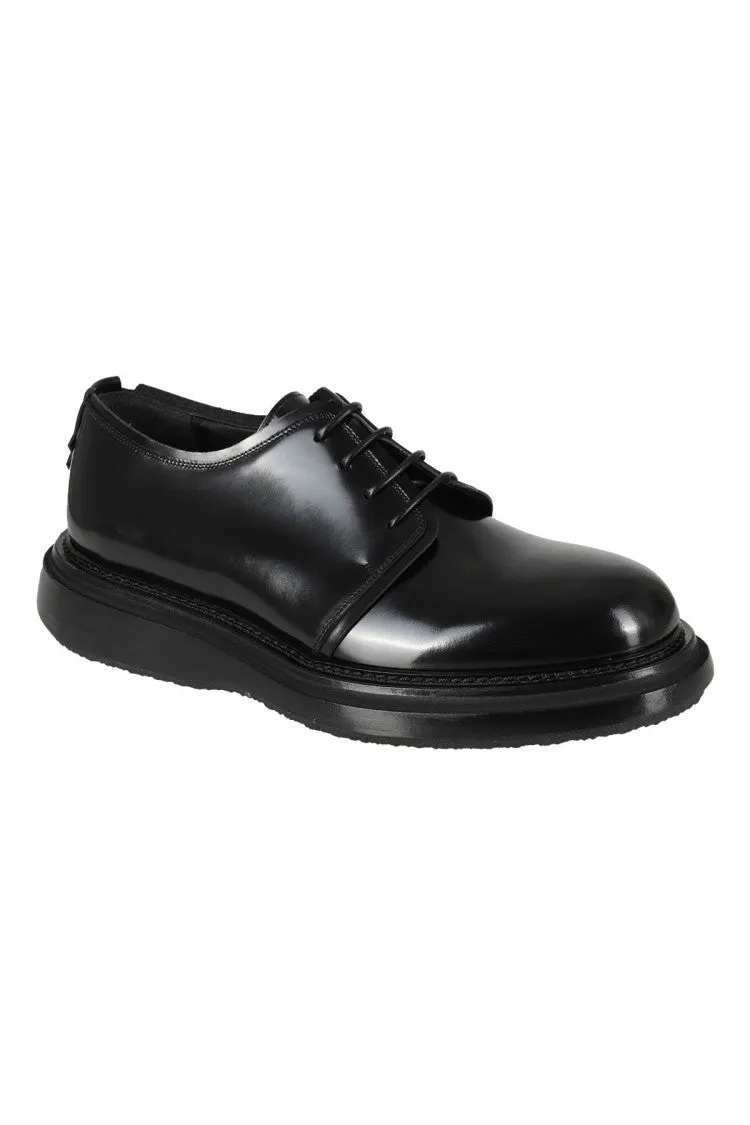 Brushed Leather Derby Shoes With Tone-On-Tone Laces