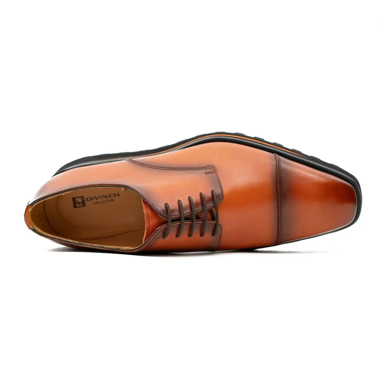 Calf leather dress three quarters derby shoes Brown
