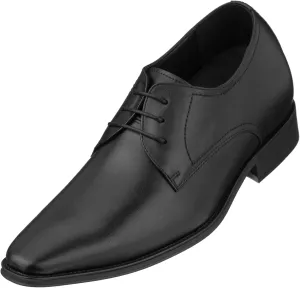 CALTO Men's Invisible Height Increasing Elevator Shoes - Black Premium Leather Lace-up Formal Derby Oxfords - 2.8 Inches Taller - Y5011 - Size 8 D(M) US