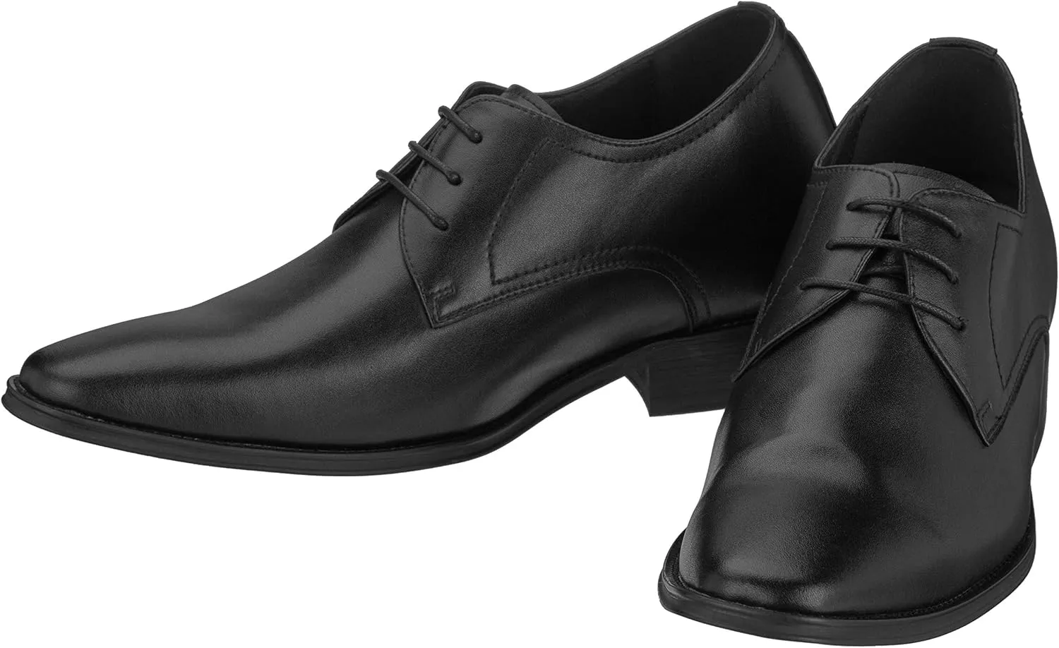 CALTO Men's Invisible Height Increasing Elevator Shoes - Black Premium Leather Lace-up Formal Derby Oxfords - 2.8 Inches Taller - Y5011 - Size 8 D(M) US