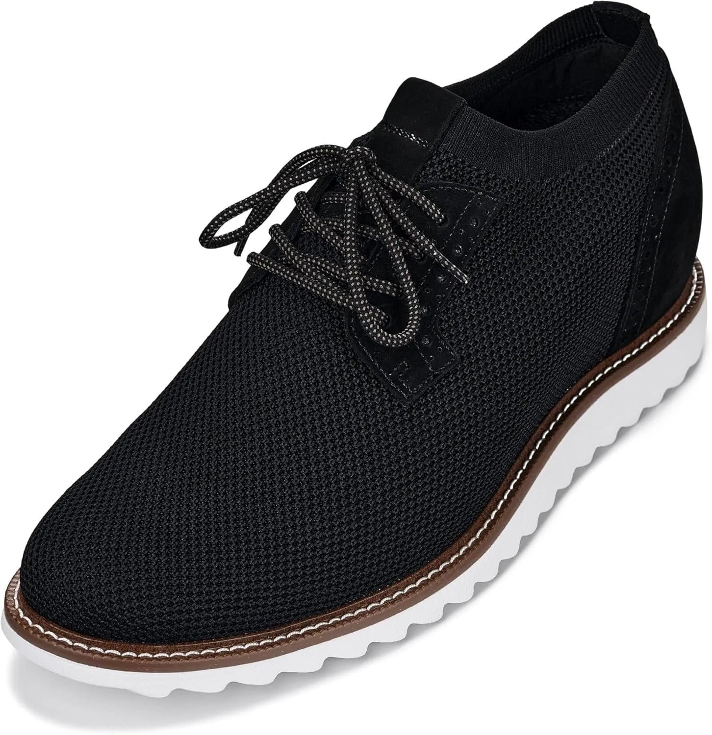 CALTO Men's Invisible Height Increasing Elevator Shoes - Noir Black Lightweight Lace-up Casual Derby - 3.2 Inches Taller - J1502 - Size 8 D(M) US
