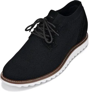 CALTO Men's Invisible Height Increasing Elevator Shoes - Noir Black Lightweight Lace-up Casual Derby - 3.2 Inches Taller - J1502 - Size 8 D(M) US