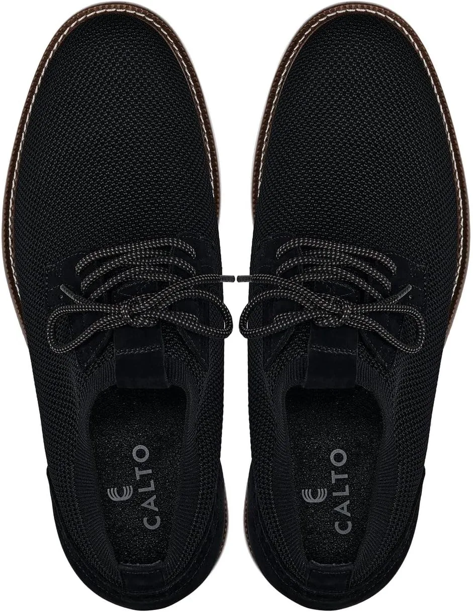 CALTO Men's Invisible Height Increasing Elevator Shoes - Noir Black Lightweight Lace-up Casual Derby - 3.2 Inches Taller - J1502 - Size 8 D(M) US