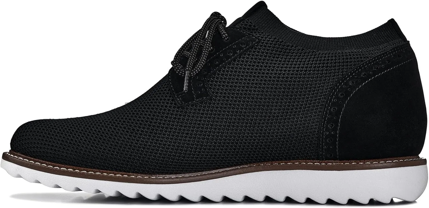 CALTO Men's Invisible Height Increasing Elevator Shoes - Noir Black Lightweight Lace-up Casual Derby - 3.2 Inches Taller - J1502 - Size 8 D(M) US