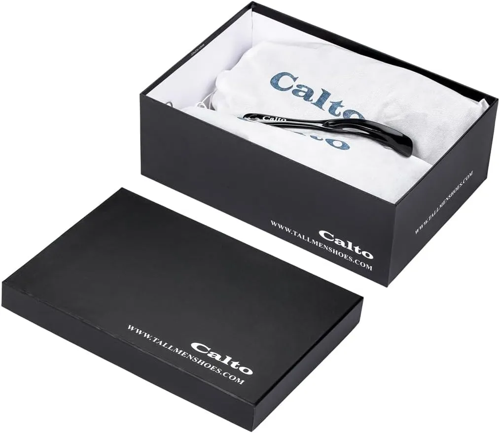 CALTO Men's Invisible Height Increasing Elevator Shoes - Noir Black Lightweight Lace-up Casual Derby - 3.2 Inches Taller - J1502 - Size 8 D(M) US