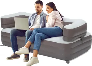 Camping Inflatable Double Couch Chair - Double Blow Up Couch Lounger for Home Living Room - Indoor Air Sofa Mattress for Adults(No Pump Included)