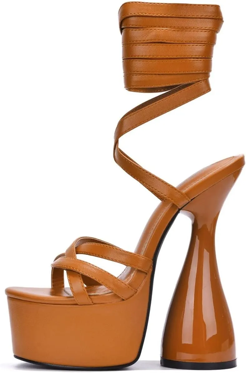 Cape Robbin Julee Strappy Off White Platform High Heels (Julee)