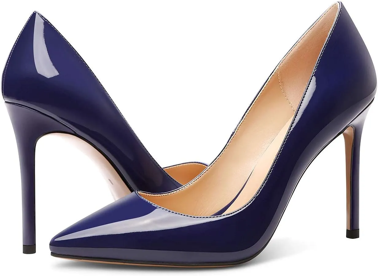 Castamere Womens Basic High Heels Pumps Slip On Pointy Toe Stilettos 10CM Heel