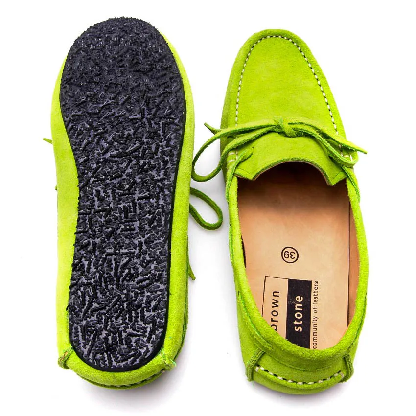 Casualist Lace Leather Loafer Suede Lemon Green