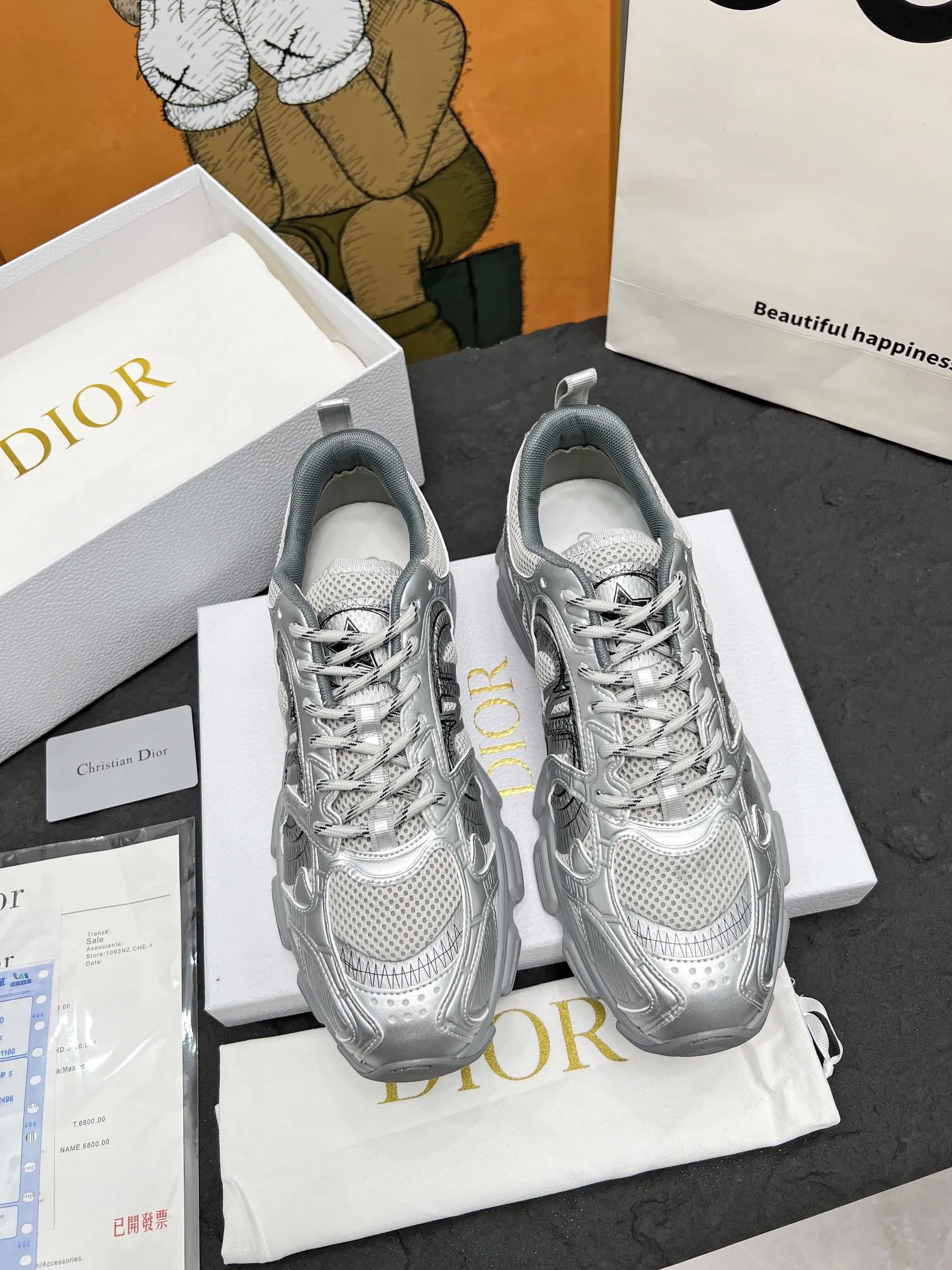 CD Chrono Sneaker Grey Mesh Fabric And Calfskin