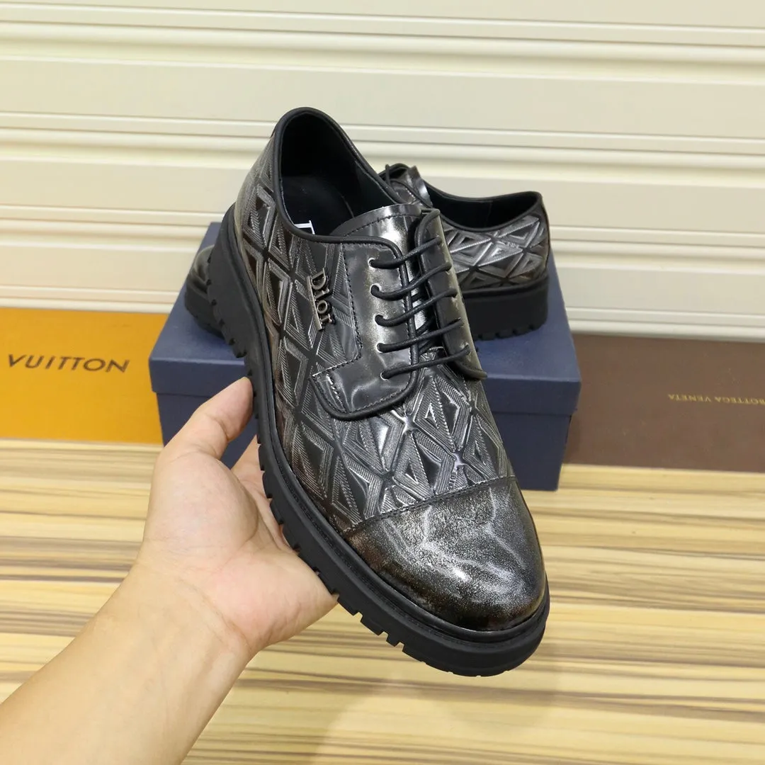 CD LACE-UP LOAFER BLACK MIX SILVER GEOMETRIC CALFSKIN