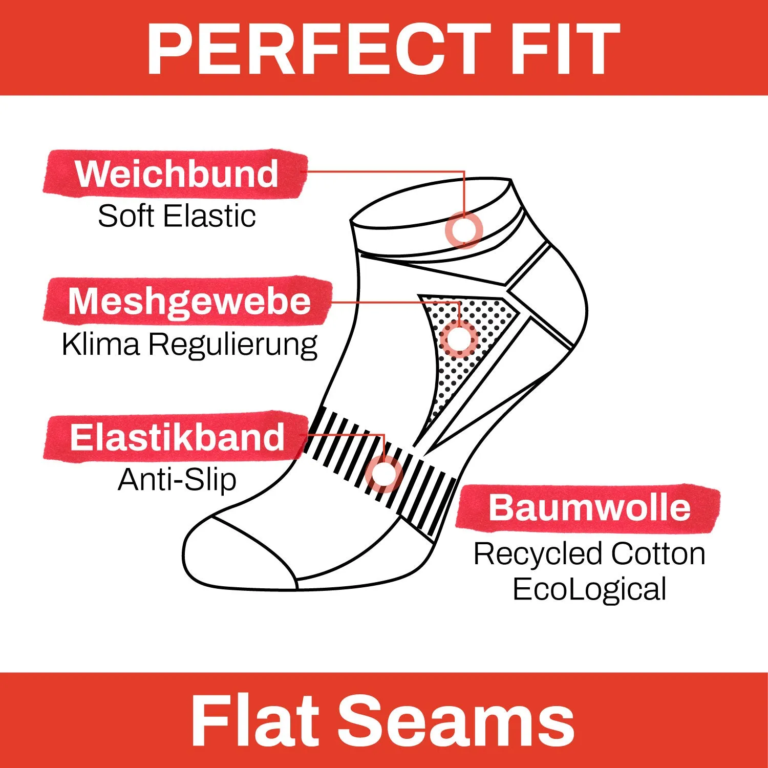 ChiliLifestyle Sneaker Color AirGrip, 4 Paar, für Damen und Herren