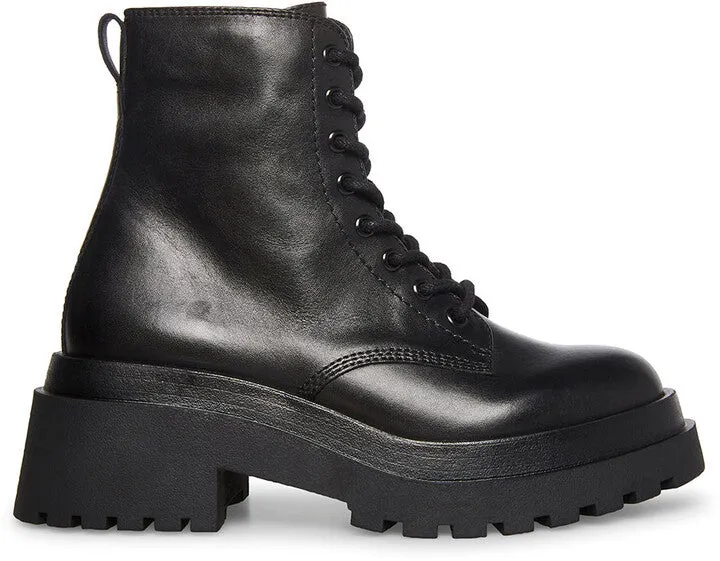 Chunky Malvina Leather Up Close Heeled Rounded Easy tracking Lace Madden Boots Steve Friendly assistance Black Toe
