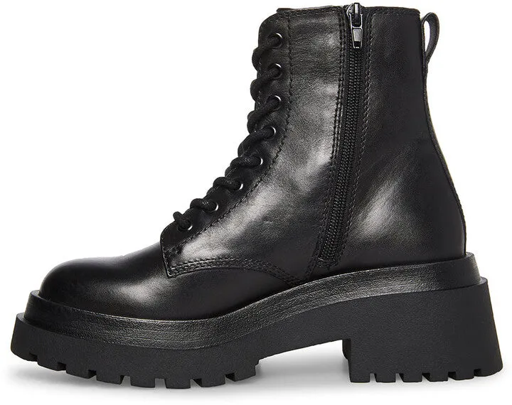 Chunky Malvina Leather Up Close Heeled Rounded Easy tracking Lace Madden Boots Steve Friendly assistance Black Toe