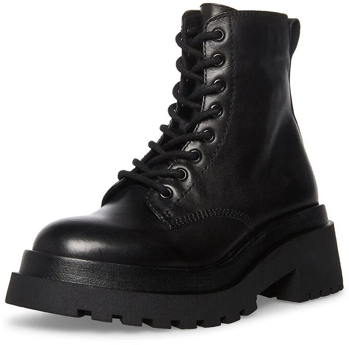 Chunky Malvina Leather Up Close Heeled Rounded Easy tracking Lace Madden Boots Steve Friendly assistance Black Toe