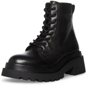 Chunky Malvina Leather Up Close Heeled Rounded Easy tracking Lace Madden Boots Steve Friendly assistance Black Toe