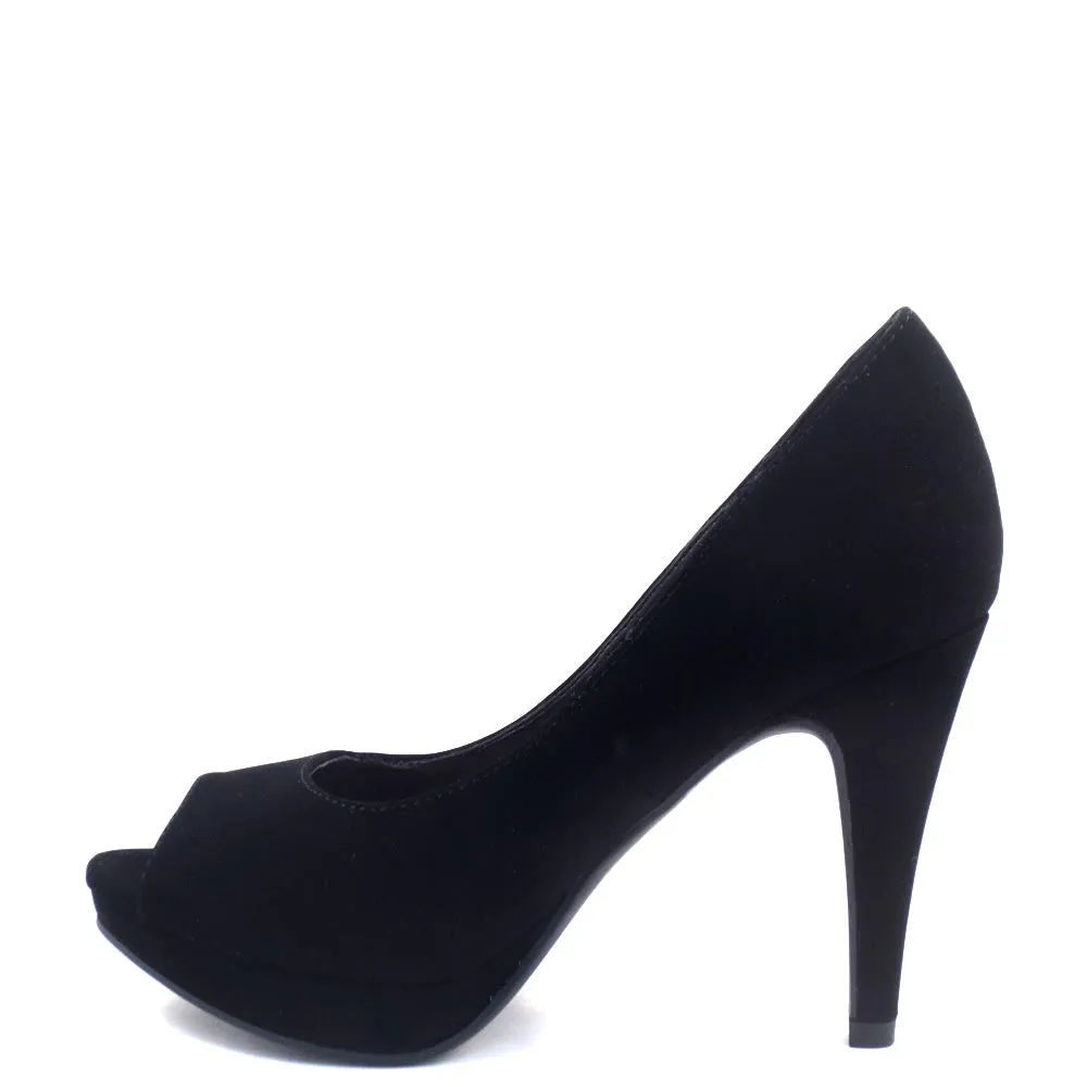City Classified Classic Nubuck Peep Toe Platform Stiletto Heel - Bree