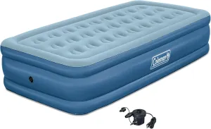 Coleman: SupportRest Plus: 16" Twin Airbed - Handheld A/C Pump, Double-High Inflatable Mattress, Storage Bag, Water-Resistant PVC, Indoor-Outdoor