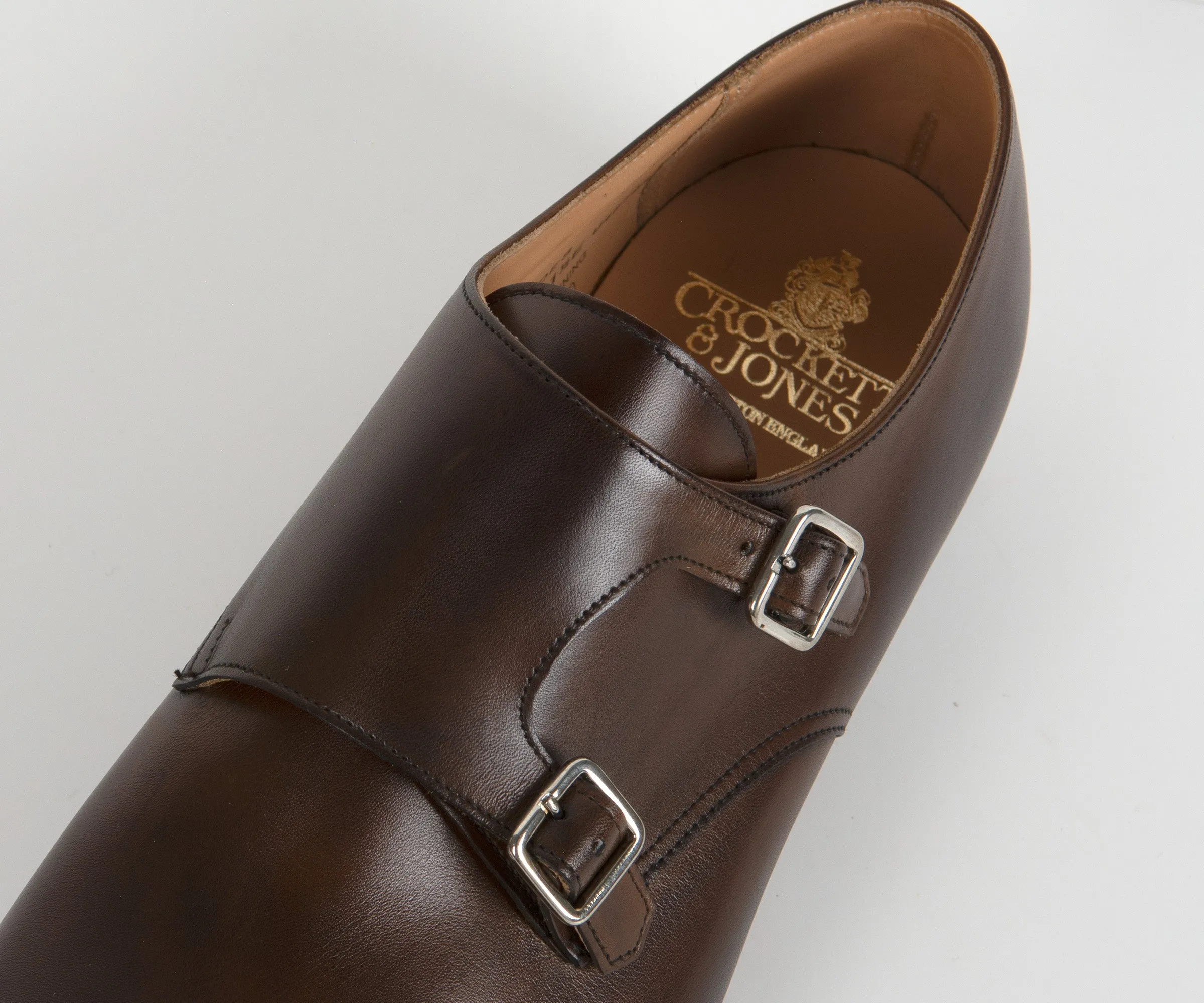 Crockett & Jones Lowndes Double Monk Strap Calf Leather Shoe Dark Brown