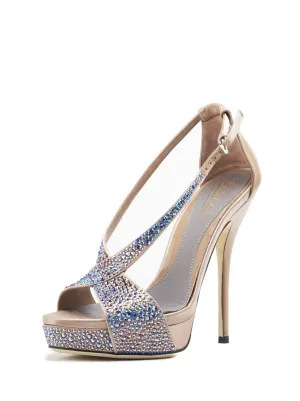 Crystal Nude Sandal Pump