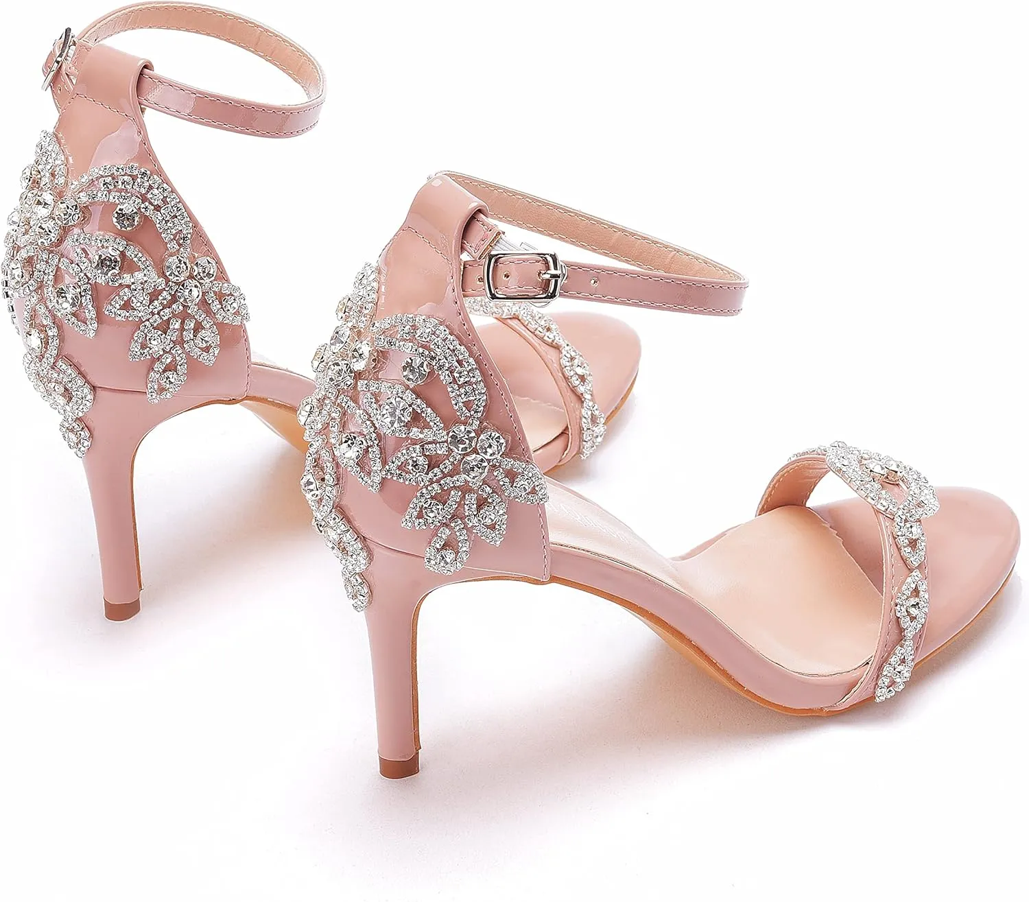 Crystal Queen 3.15'' Rhinestone Heeled Sandals Stiletto Heels Peep Toe High Heel Sandals Pump Shoes For Bride Wedding Party Evening