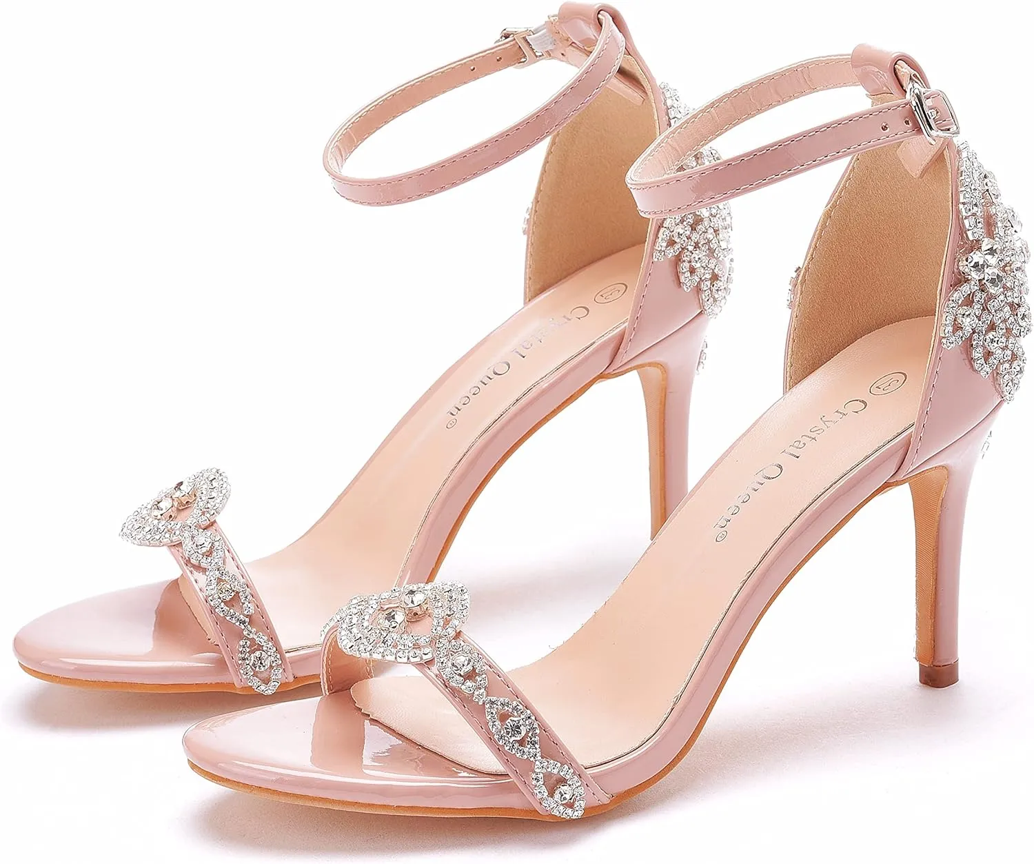 Crystal Queen 3.15'' Rhinestone Heeled Sandals Stiletto Heels Peep Toe High Heel Sandals Pump Shoes For Bride Wedding Party Evening