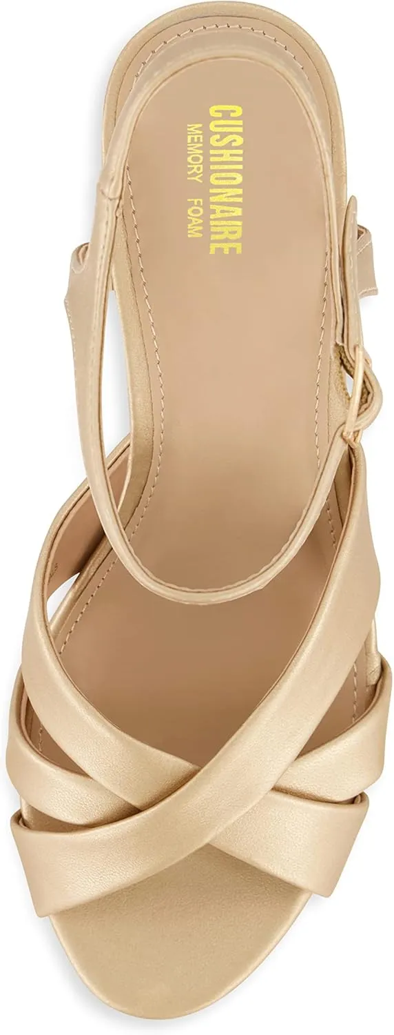 CUSHIONAIRE Women's Foxy platform dress sandal  Memory Foam and Wide Widths Available