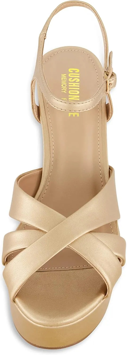 CUSHIONAIRE Women's Foxy platform dress sandal  Memory Foam and Wide Widths Available