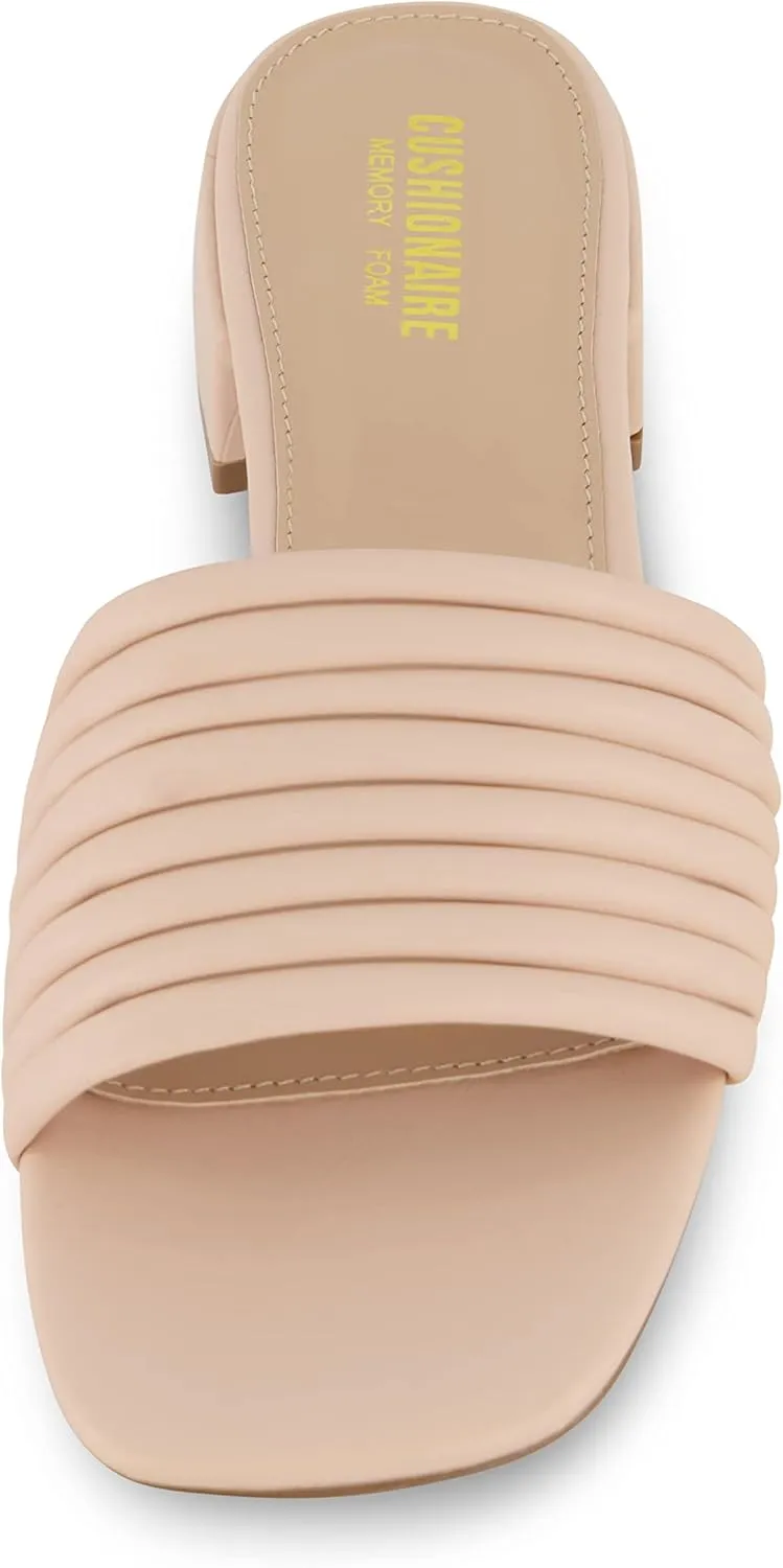 CUSHIONAIRE Women's Nino strappy low block heel slide sandal  Memory Foam and Wide Widths Available