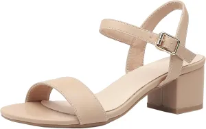 DADAWEN Women's Open Toe Ankle Strap Glitter Low Block Chunky Heels Sandals Dress Pumps Shoes