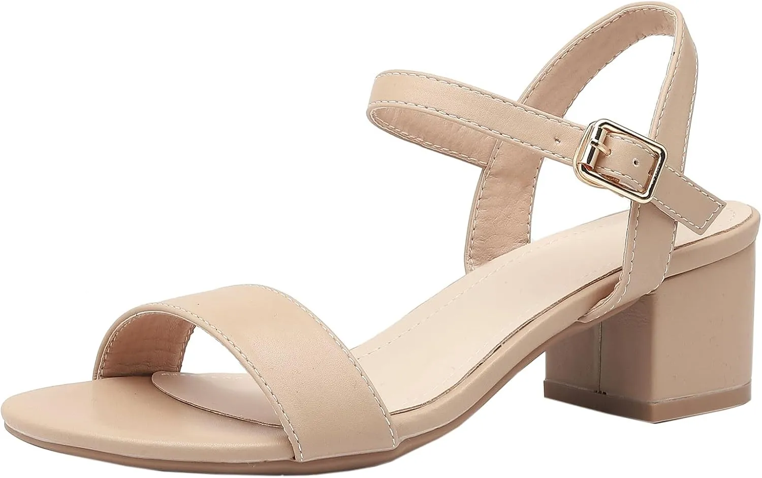 DADAWEN Women's Open Toe Ankle Strap Glitter Low Block Chunky Heels Sandals Dress Pumps Shoes